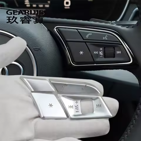 Car styling steering wheel switch buttons Trim Frame Covers stickers For Audi A3 8P S3 A4 B9 A5 S4 S