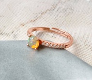 蛋白石歐泊925純銀戒指裸石寶石輕珠寶半寶石