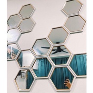 CERMIN HIASAN DINDING HEXAGON MIRROR