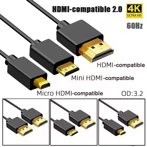 For 4K HDMI Cable Male to Male Micro HD Mini HD Extreme HDTV Cord 3D Ethernet Utra-Thin Cable Laptop