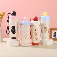 600ML Cute Dog Stainless Steel Vacuum Cup New Large Ice Cup Tumbler WIth Straw 猫咪冰霸杯 Straw Water Cup