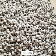 100pcs - White Round Letter Beads/ Round Letter Beads Letter Beads