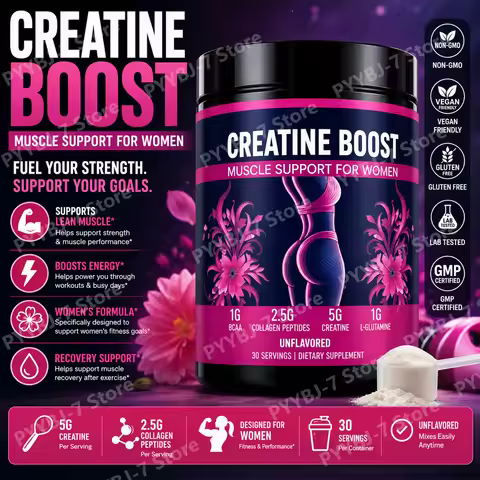 Creatine Powder for Women Booty Builder with Collagen Peptides BCAA L-Glutamine Unflavored Post-Work