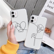 BTS-love yourself flower clear  phone case for iphone 6/6s , 7 , 8 X , XS , XR , XSMax 11pro 12 Pro Promax 13