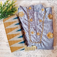 Set baju bodo modern adat bugis makassar (baju dan sarung) - silver