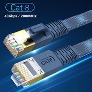 CAT 8 Cáp Ethernet Phẳng 40Gbps 2000 MHz RJ45 Dây Nối LAN Bện Nylon Cho Modem Router PC PS4/5/6 Xbox