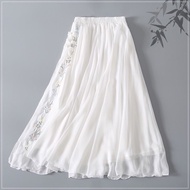 Nese fairy skirts the ancient ways store skirt Zen tea2022chinese style embroidery silk chiffon Chin