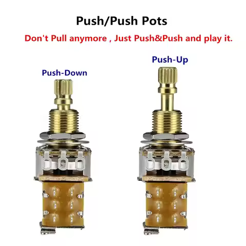 FLEOR 1PC Guitar Potentiometer Push Push Potentiometer A250K / B250K / A500K / B500K Copper Long Spl