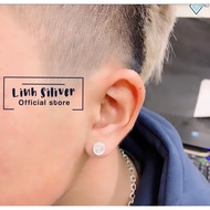 Round bud earrings for men - Personality silver earrings