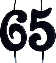 Black 65th Birthday Candle, Number 65 Years Old Candles Cake Topper, Woman Or Man Party Decorations,