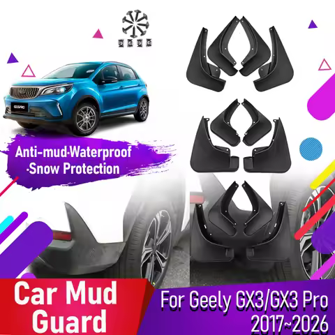 4PCS Car Mud Guards For Geely Yuanjing X3 GX3 Pro EMC Wave 2 2017~2026 Front Rear Wheel Mudguards Fe
