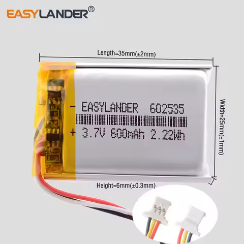 JST 3pin 51146 302535 402535 502535 602535 702535 802535 902535 102535 Li-ion Polymer Lithium Batter