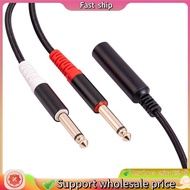 Fast ship-1Pcs 6.35mm 1/4 Inch Stereo TRS Female to 2 Dual 6.35mm Mono TS Male Y Splitter Cable Audio Adapter Cable