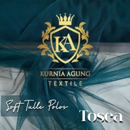 Kain Soft Tulle Tile Polos Premium warna HIJAU BOTOL EMERALD Bahan Kebaya Gamis Gaun Wedding Meteran