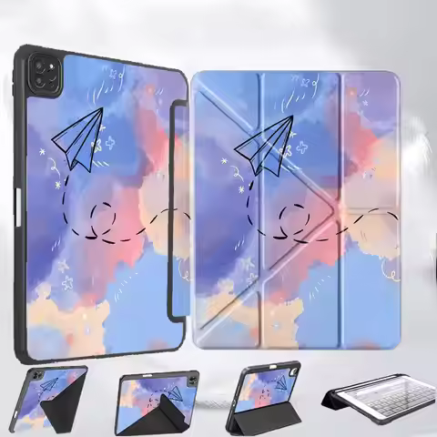Watercolor Paper Plane Lines Holder Cover Tablet Case For iPad Mini 6 7 Air 4 5 M3 M2 M4 11inch Pro 