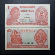 TERLAKU. UANG KUNO INDONESIA 1 RUPIAH SOEDIRMAN 1968 ASLI