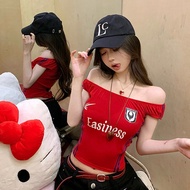 Cotton Y2K Red One-Shoulder Tube Top - Summer Fashion