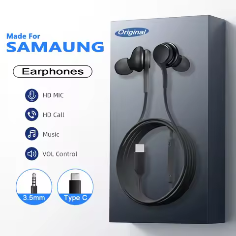 Type C Wired Earphone For Samsung Galaxy S25 S24 S23 Ultra USB C Headphones A56 A55 A54 A34 Note 20 
