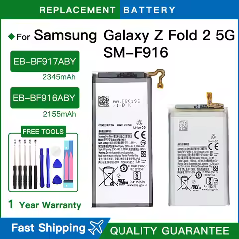 Genuine EB-BF916ABY EB-BF917ABY Battery For Samsung Galaxy Z Fold2 Fold 2 5G SM-F916 2090mAh/2275mAh