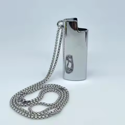 Metal Windproof Lighter Shell for BIC J5 Custom with Ears and Chain Fashion Minimalist Portable Retr