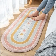 Furry Rug Oval Bedside Premium Carpet 50x120 Motif F - Soft Fleece Carpet 50x120