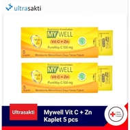 Mywell Vit C 500mg + Zn Envelope 5 Caplets Health Supplement