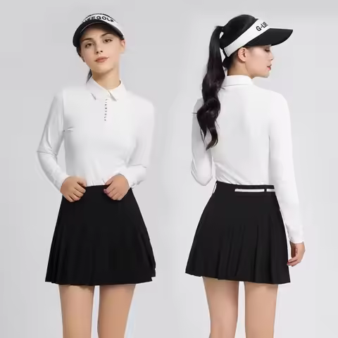 GLIFE 25 Golf Women's Apparel Simple Long Sleeve Polo Top New Pleated Skirt Quick-drying Sports Shir