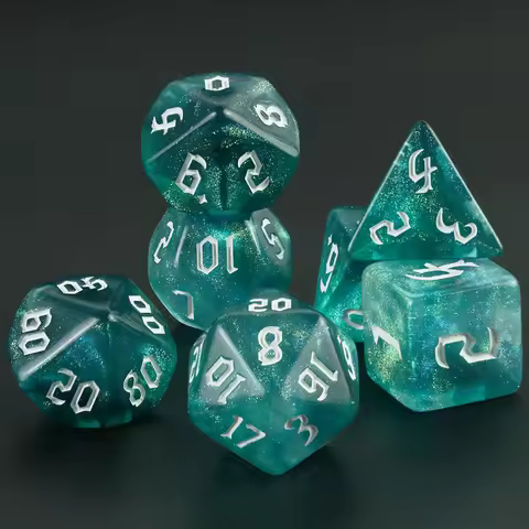 7 Pcs of New Double Colors Dice Polyhedral Gold Font Digital Dices Kit for TRPG RPG D20 D12 D10 D8 D