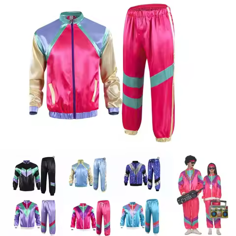 Mens 80s 90s Shell Suit Costume Adult Sports Men Sports 80s 90s Adult Fancy Dress Outfit Shell Suit