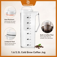1.6/2.2LCold Brew Coffee Jug Cold Brew Heat Resistant Fridge Friendly Cold Brew Plastic Juice Kettle