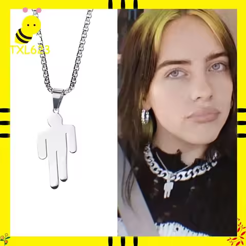 Billie Eilish Blohsh Necklace - Official Symbol Pendant for Women & Men, Streetwear Collarbone Chain