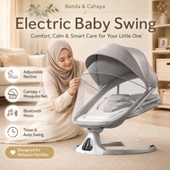 Electric Baby Swing with Canopy Mosquito Net, Adjustable Recline, Bluetooth Music & 8/15/30 Min Time