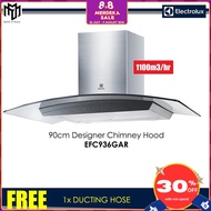 Electrolux 90cm Dual Filter Stainless Steel Kitchen Hood with 1100m3/hr Suction Power - EFC936GAR (F