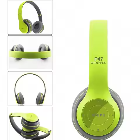 P47 Earphones Wireless Headphones Foldable Bass Helmet For iPhone Xiaomi Samsung Huawei Support SD C