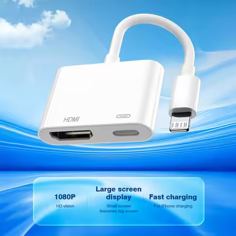 For Lightning to HDMI Adapter with Charging Port for iPhone 14 13 12 11 XS 1080P Digital AV Sync Scr