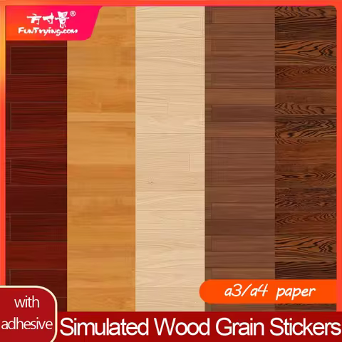 Imitation Wood Grain Stickers Indoor Wall Floor Sticker Miniature Simulation Model Floor Wooden Doll