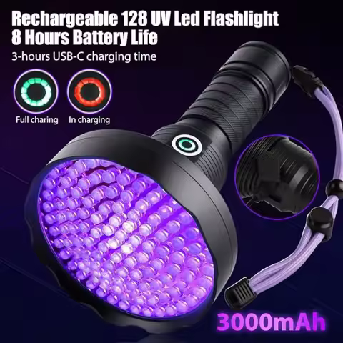 TP UV torch rechargeable 395nm Power 20W 100 128 LED Tpye-C Water Proof Pet Urine Detector Scorpions
