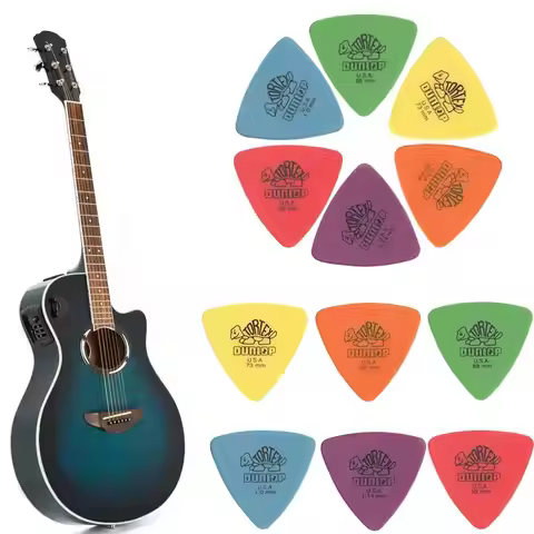 10pcs Delrin Dunlop Guitar Picks 0.5/0.6/0.73/0.88/1.0/1.14MM Anti-slip Style Triangle Picks Guitar 