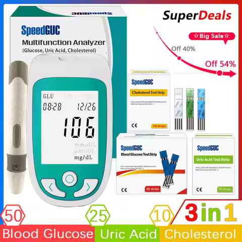 3in1 Multifunction Cholesterol Uric acid Blood Glucose Meter Glucometer Kit Diabetes Gout Tester Blo