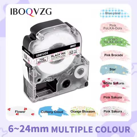 IBOQVZG SS12KW 12mm Label Tape Compatible for Epson LabelWorks Lw400 LK4WBN LC-4WBN LC 4WBN9 SS12KW 