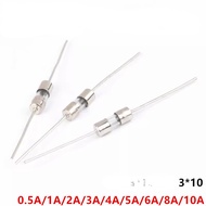 10pcs with Lead Pin Fuse 3 * 10 Fuse 250V0.5A 1 2 3 4 5 6.3 8 10A 3.6 X10MM Plug-In Fuse 3.6 * 10MM