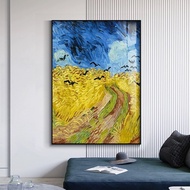 Van Gogh sunflowers Harvest mural painting with frame and surface is reflective film PVC leather HD