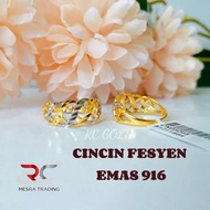 CINCIN OMBAK RINDU 2C EMAS TULEN 916 CN FESYEN EMAS 916 FASHION DESIGN GOLD RING 916 WITH CROME