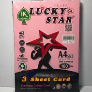 【1PACK=100SHEET ! ! !】LUCKY STAR A4 SIZE PREMIUM 3 SHEET CARD / COLOUR CARD 160GSM ( LIGHT COLORS )(