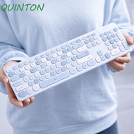QUINTON Wireless Keyboard Combo, Battery Operated Thin Design USB Wireless Keyboard, Mixed Color Key