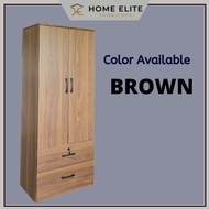 [Siap Pasang] Home Elite 2 Door Wardrobe Closet Cabinet With 2 Drawer Solid Board Home Living Room B