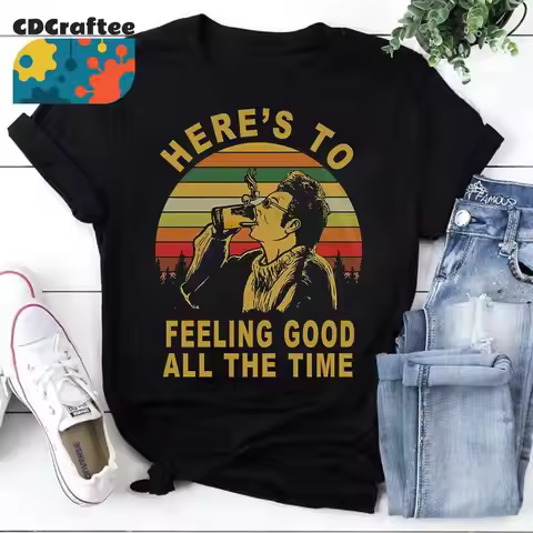 Here'S To Feeling Good All The Time Kramer Seinfeld Vintage T Shirt Cosmo 80S Movie