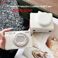 Camera Protective Leather Full Case for Sony ZV1M2 ZV1F Lichee Pattern Pouch Shoulder Strap Cover So