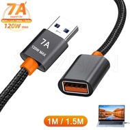 1.0m/1.5m 7A Type A Male to Female Extender Cord 6A USB 3.0 Extension Cable for Laptop Computer Came