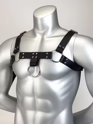 Fashion Men Leather Chest Harness Lingerie Adjustable Leather Body Bondage Strap Punk Club Costume C